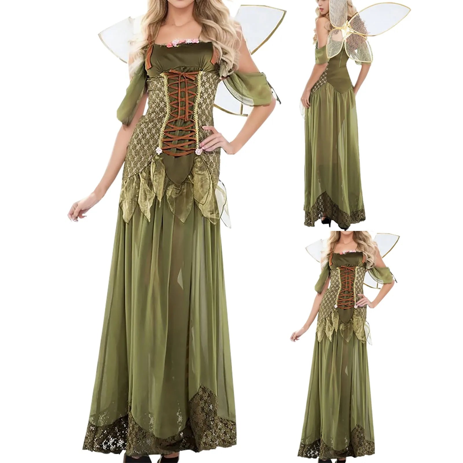 Fantasy Inspired Corset Maxi Dress With Layered Mesh Details