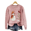 Oversized Graphic Knit Pullover Sweater with Relaxed Silhouette and Textured Finish