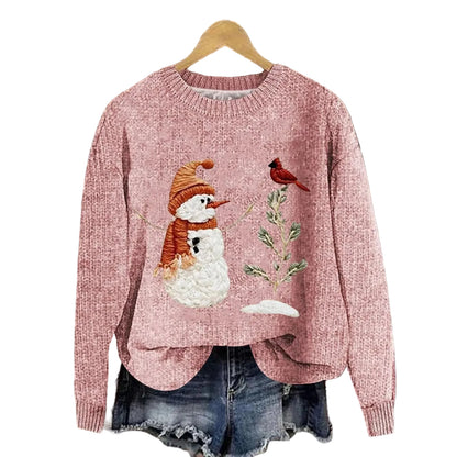 Oversized Graphic Knit Pullover Sweater with Relaxed Silhouette and Textured Finish