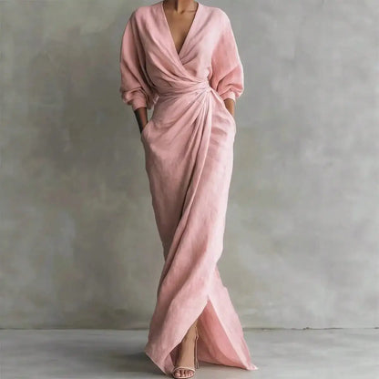 Minimalist Draped Maxi Dress with Relaxed Elegant Fashion Styling