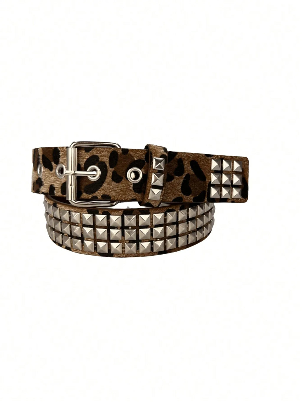 Animal Print Studded Belt for Punk, Y2K and Alternative Fashion