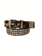 Animal Print Studded Belt for Punk, Y2K and Alternative Fashion