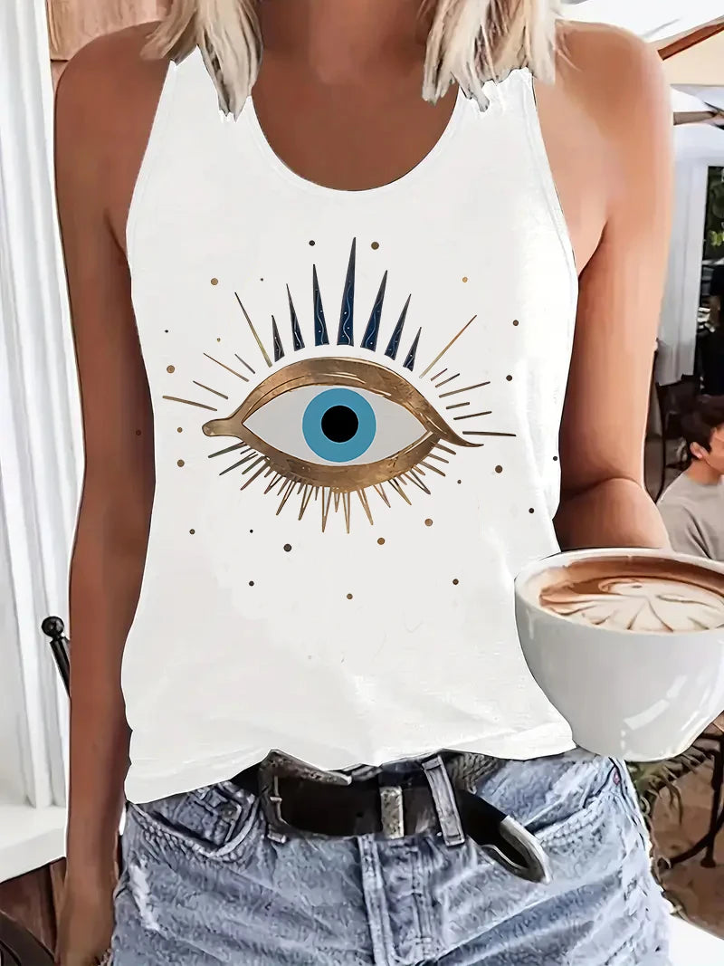 Vintage Graphic Print Tank Top with Relaxed Fit Casual Streetwear Everyday Style