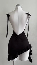 Lace Up Backless Bodycon Mini Dress with Spaghetti Strap Y2K Styling