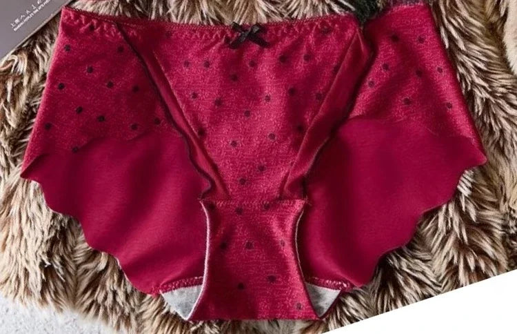 Graphic Dot Print Demi Bra and Matching Contrast-Trim Panty Set