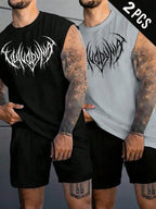 Manga-Inspired Cotton Sleeveless Tank Top with Dark Gothic Lettering Streetwear Aesthetic