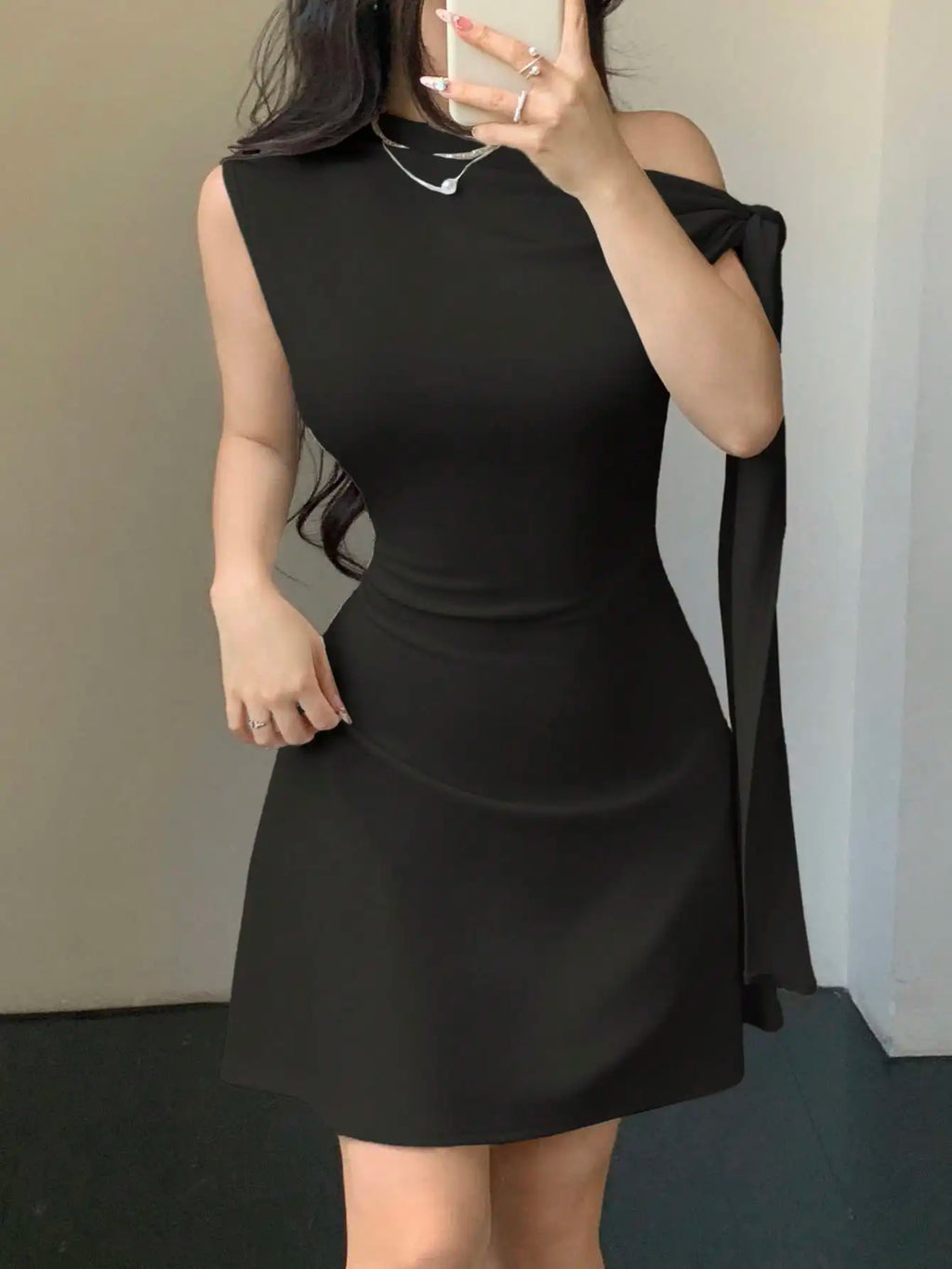 One Shoulder Mini Dress with Draped Detail and Elegant Asymmetrical Silhouette