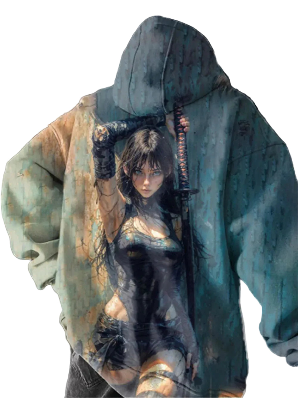 Oversized Anime Streetwear Hoodie with Cinematic Manga Art Illustration