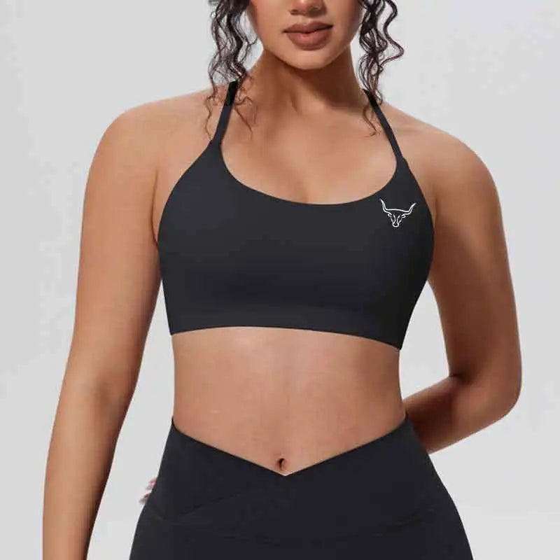 Sleek Minimalist Wire-Free Sports Bra with Thin Straps and Scoop Neckline