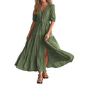 Tiered Drawstring Maxi Dress with Relaxed Flowing Contemporary Silhouette