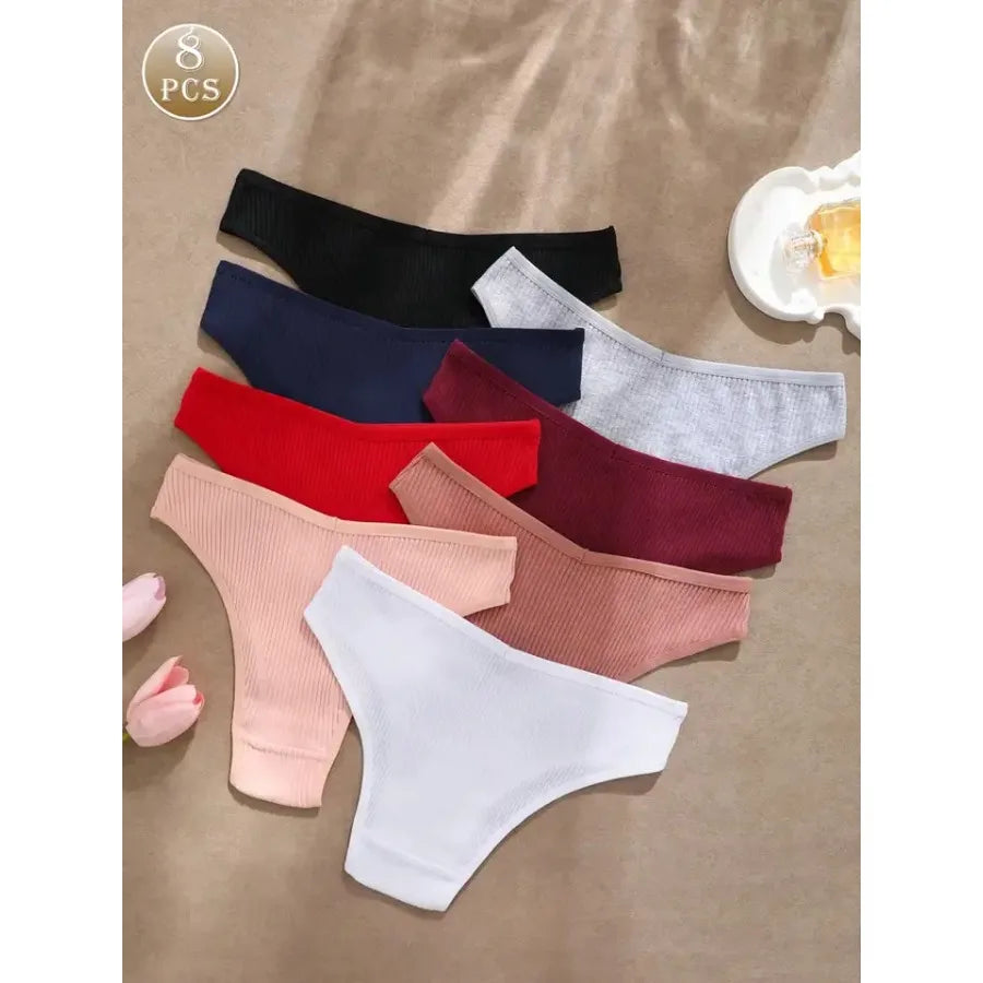 Low-Rise V-Waist Brief Panties Eight-Pack with Smooth Contoured Edges