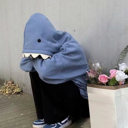 Kawaii Anime Shark Hoodie with Manga-Inspired Oversized Streetwear Design