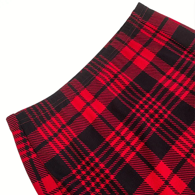 Plaid Pencil Mini Skirt with Tailored High Rise Contemporary Fit