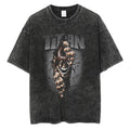 Dark Warrior Graphic Oversized Washed Alternative Streetwear T-Shirt