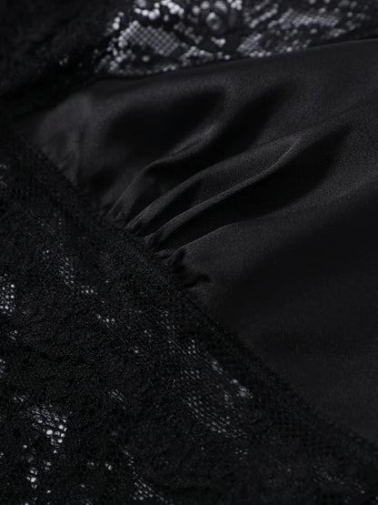 Lace Halter Neck Backless Bodysuit for Gothic Romance Alternative Fashion