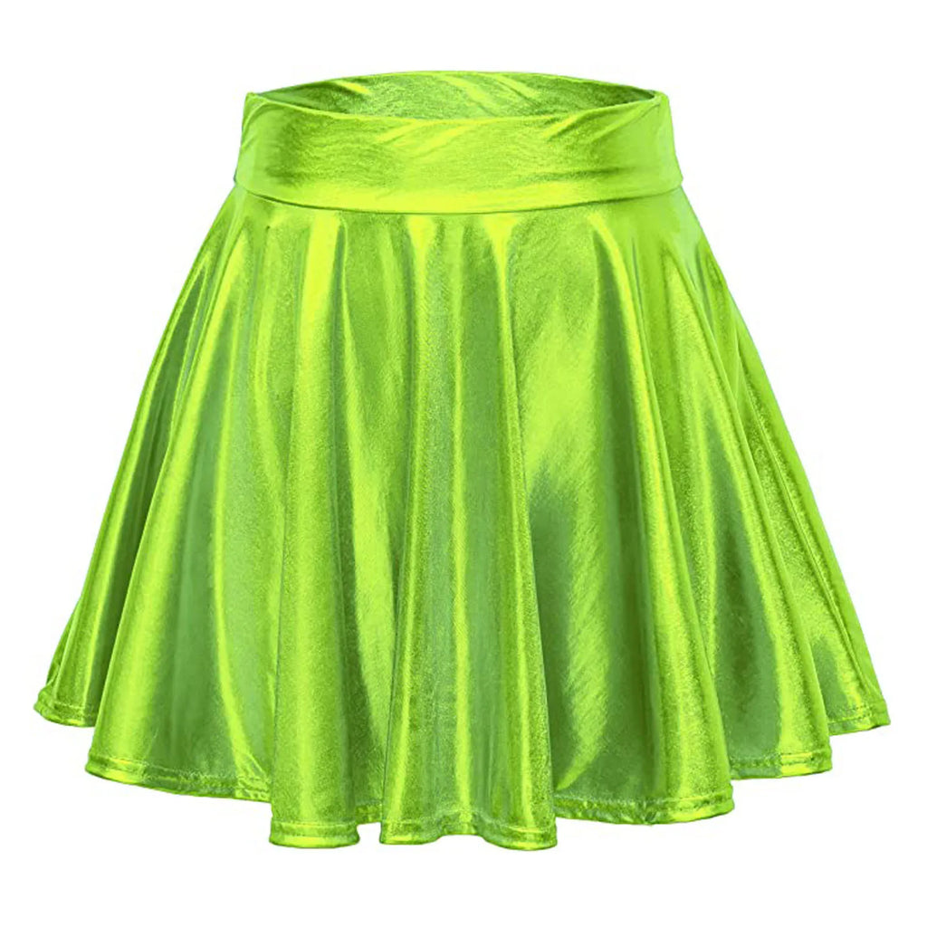 Glossy A-Line Mini Skirt with High Shine Streetwear Festival Styling