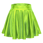 Glossy A-Line Mini Skirt with High Shine Streetwear Festival Styling