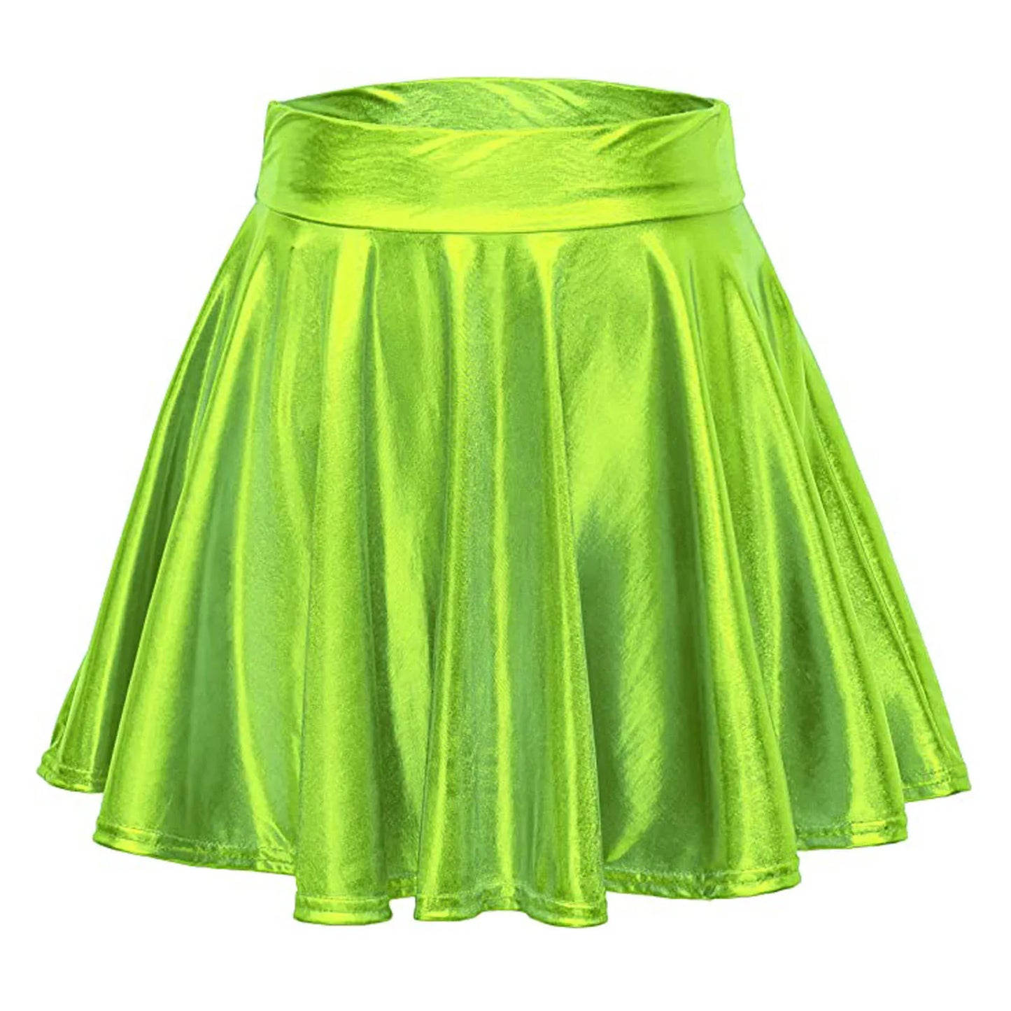 Glossy A-Line Mini Skirt with High Shine Streetwear Festival Styling