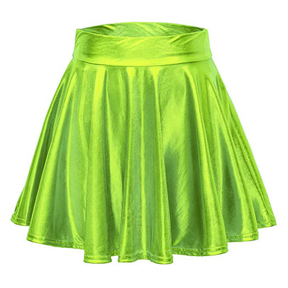 Glossy A-Line Mini Skirt with High Shine Streetwear Festival Styling