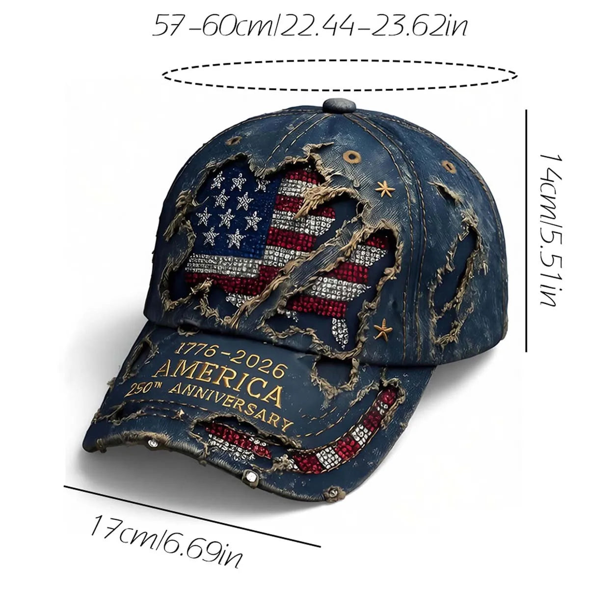 Vintage Distressed Embroidered Baseball Cap with Adjustable Fit for Casual Streetwear Style