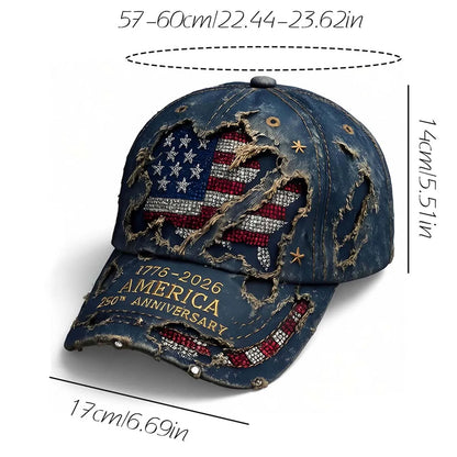 Vintage Distressed Embroidered Baseball Cap with Adjustable Fit for Casual Streetwear Style
