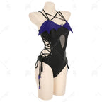 Women's Halter Cutout One Piece Swimsuit with Decorative Shoulder Accents and Modern Styling
