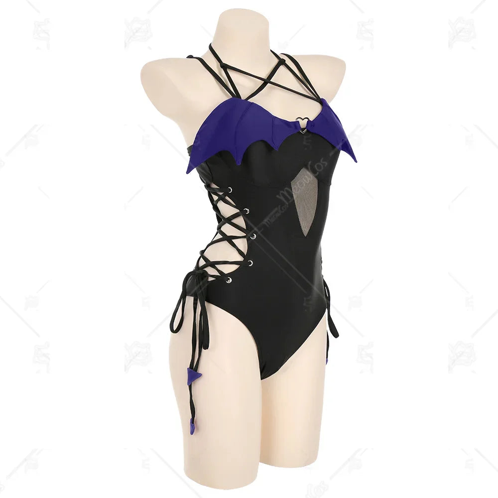 Women's Halter Cutout One Piece Swimsuit with Decorative Shoulder Accents and Modern Styling