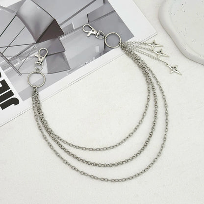 Layered Star Charm Waist Chain for Gothic Punk and Y2K Styling
