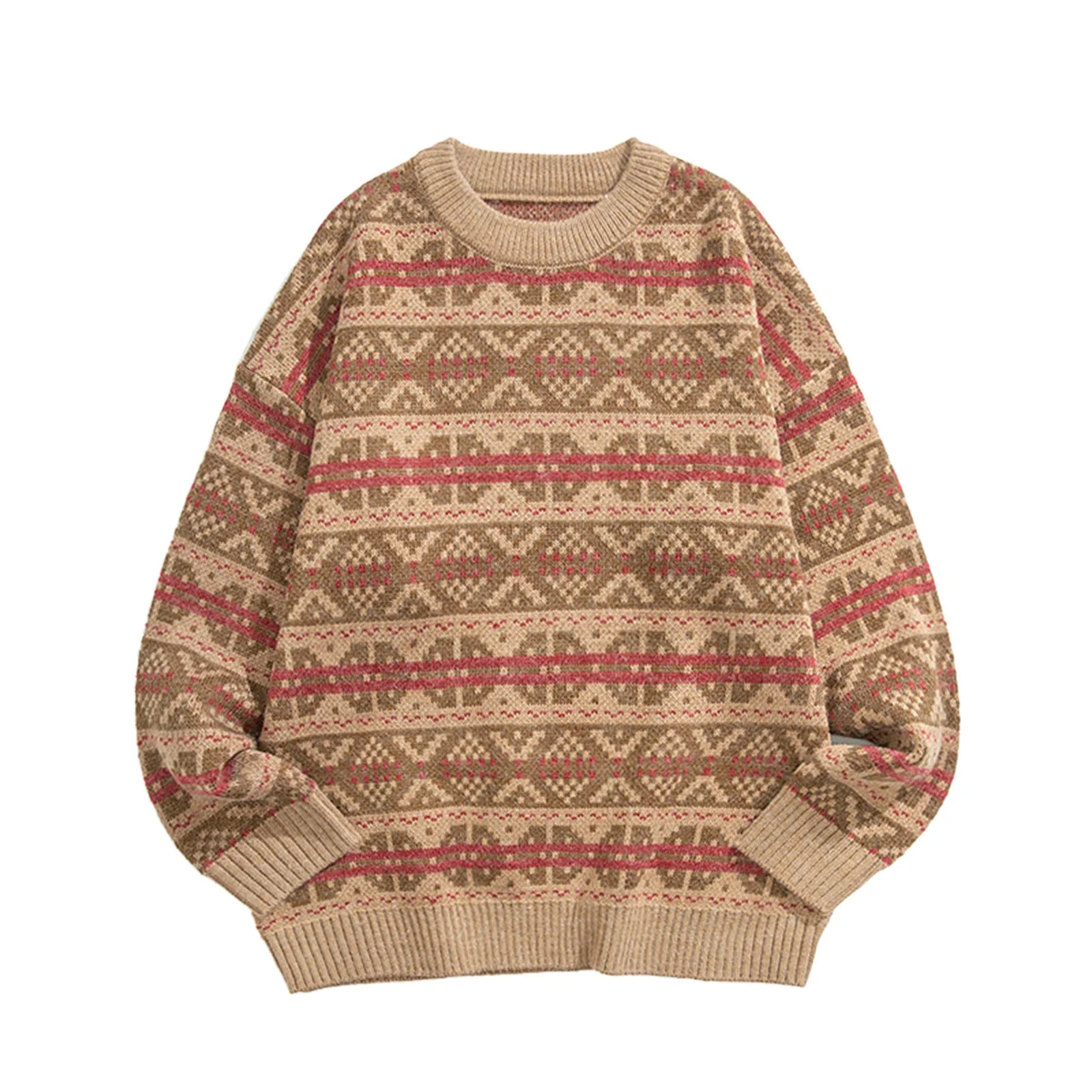 Men's Vintage Inspired Pattern Knit Relaxed Streetwear Sweater Pullover