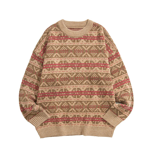 Men's Vintage Inspired Pattern Knit Relaxed Streetwear Sweater Pullover