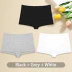 3-Piece Women’s Low-Rise Cotton-Blend Boyshorts Set with Wide Waistband, Short-Leg Silhouette and Classic Solid Colors