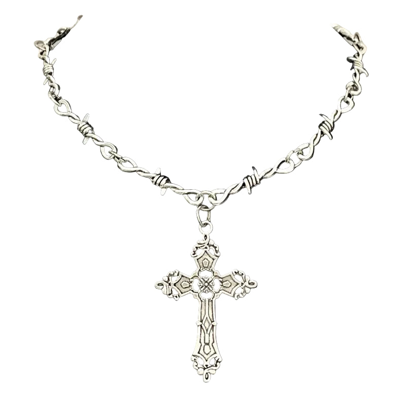 Thorn Cross Necklace for Gothic Punk Alternative Fashion Statements