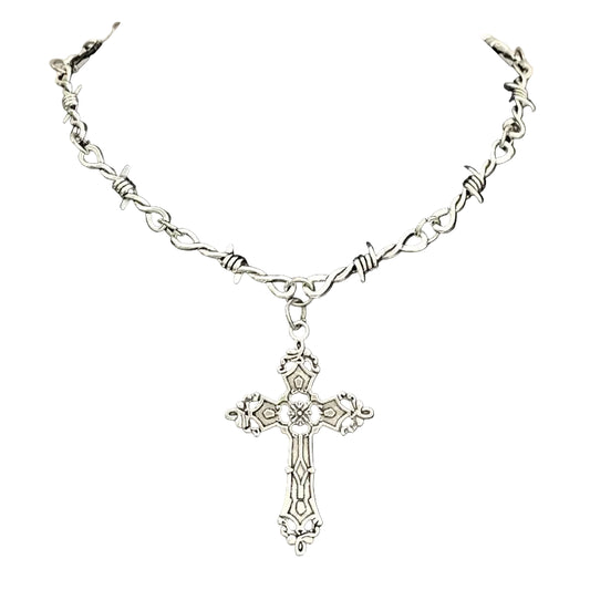 Thorn Cross Necklace for Gothic Punk Alternative Fashion Statements