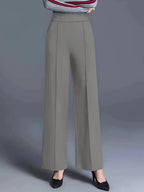 Women's High Waist Wide Leg Casual Pants with Elastic Waist and Relaxed Fit