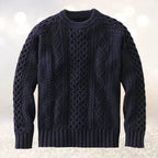 Men's Cable Knit Crew Neck Contemporary Relaxed Fit Sweater Pullover