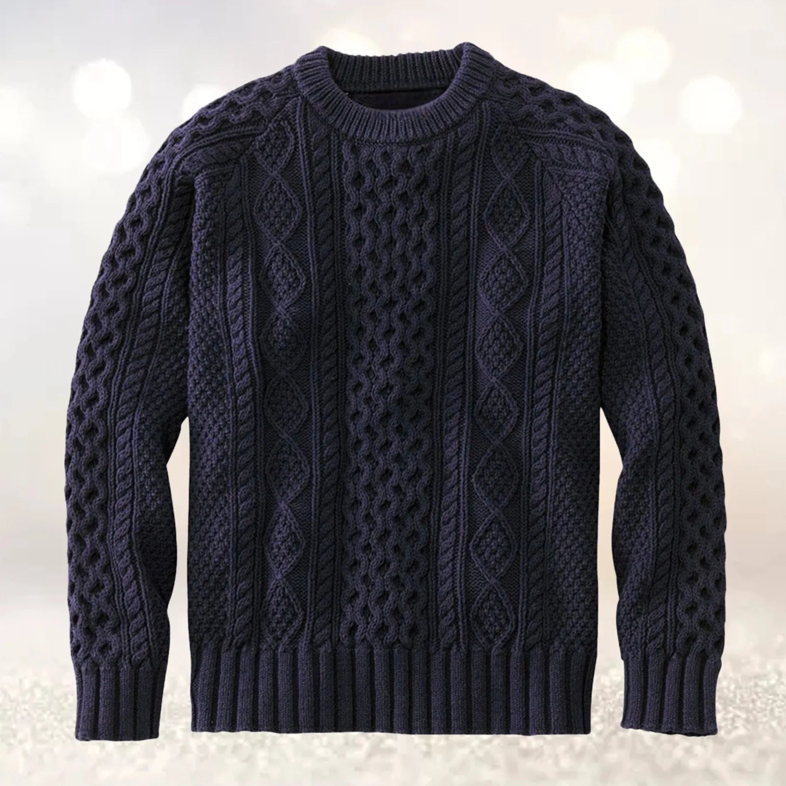 Men's Cable Knit Crew Neck Contemporary Relaxed Fit Sweater Pullover