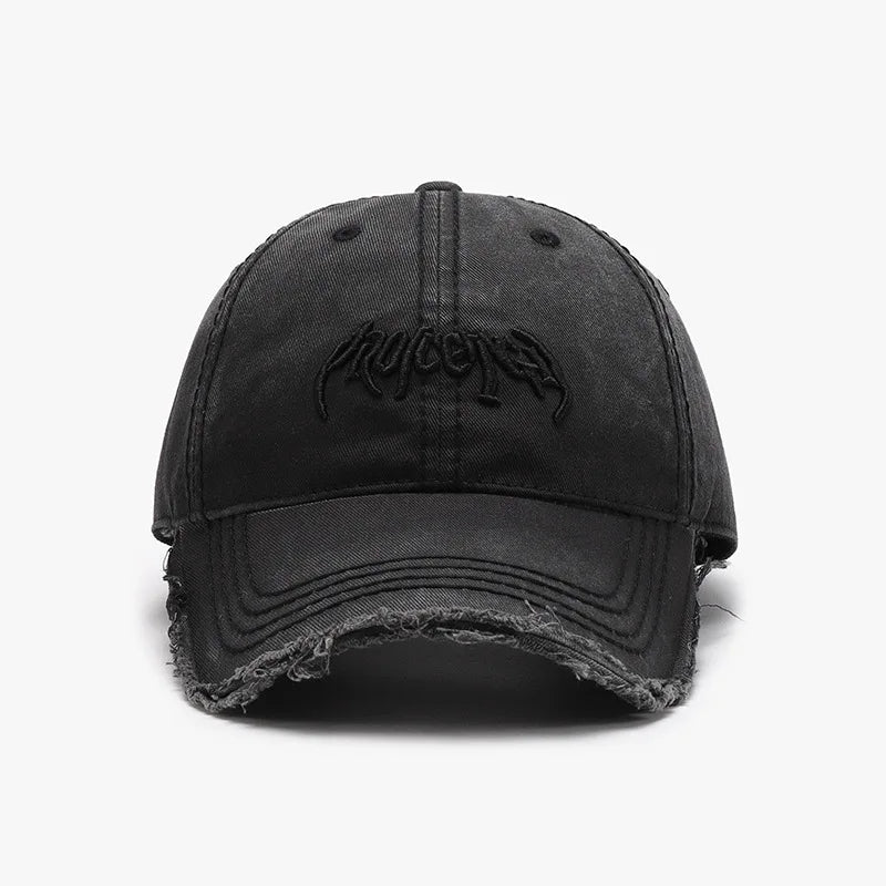 Vintage Distressed Embroidered Baseball Cap with Adjustable Fit for Contemporary Streetwear Fashion