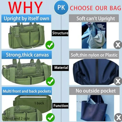 Utility Style Large Capacity Tote Shoulder Bag with Multi Pocket Design