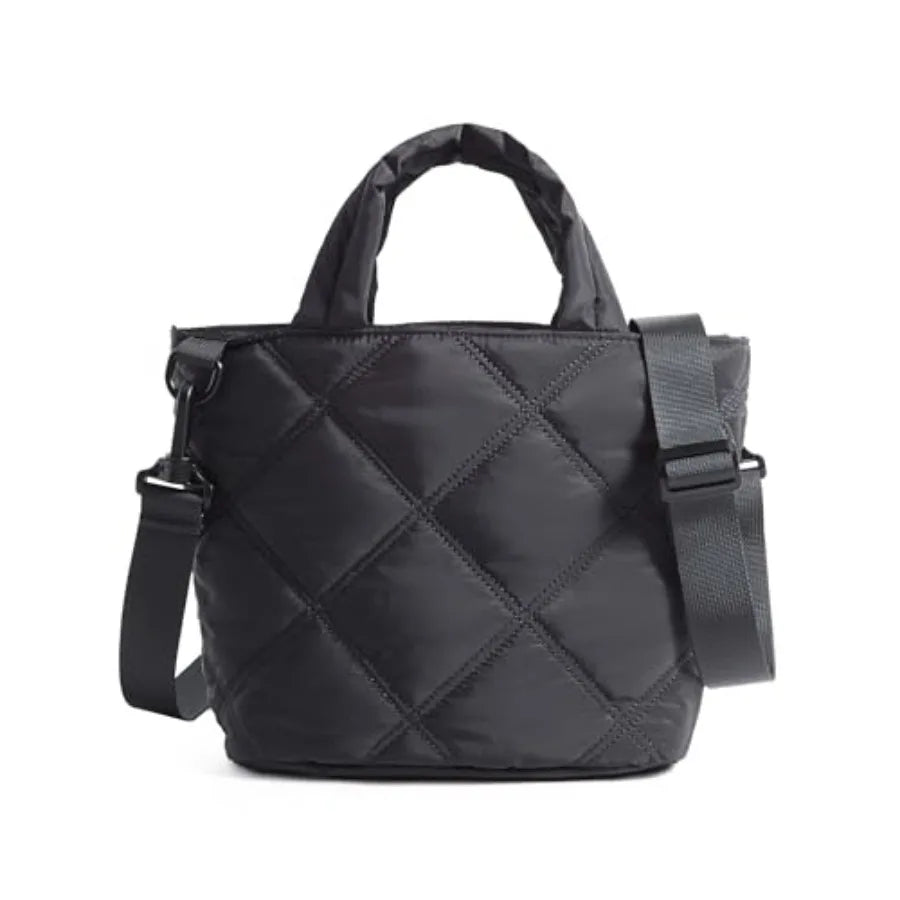 Quilted Puffer Crossbody Tote Bag with Lightweight Everyday Carry