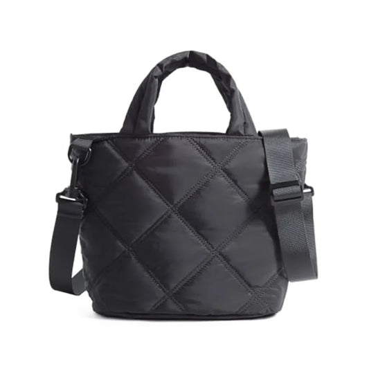 Quilted Puffer Crossbody Tote Bag with Lightweight Everyday Carry