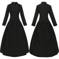 Victorian-Inspired Long Sleeve Black Maxi Dress with High Collar