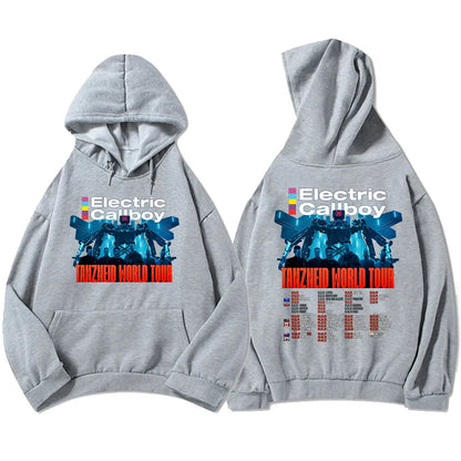 Vintage Tour Style Graphic Hoodie with Relaxed Streetwear Fit and Back Print