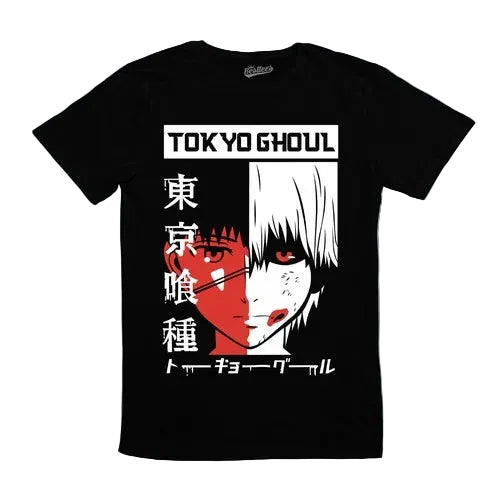 Anime Goth Dark Manga Streetwear Tee with Urban Graphic Face Artwork