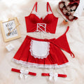 Playful Ruffled Satin-Finish Bralette and Skirt Set with Apron Detailing
