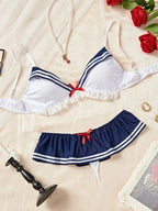 Playful Red Tartan Plaid Bralette and Pleated Mini Skirt Set
