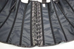Faux Leather Overbust Harness Corset with Metallic Buckles and Zipper Detail