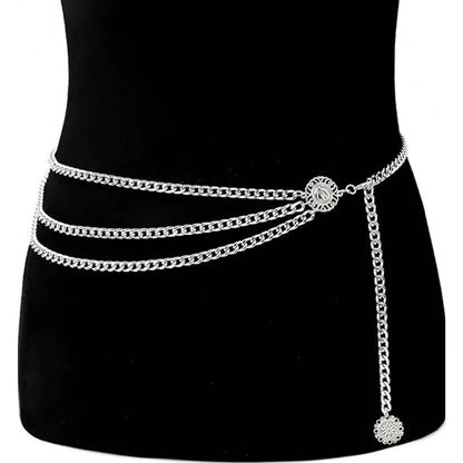 Sunflower Butterfly Layered Waist Chain for Y2K Punk and Festival Styling
