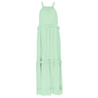Sleeveless Tiered Maxi Dress with Relaxed Flowing Contemporary Shape