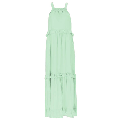 Sleeveless Tiered Maxi Dress with Relaxed Flowing Contemporary Shape