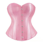 Vibrant Pink Satin-Finish Overbust Corset with Structural Seaming